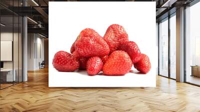 Group of strawberries without leaves isolated on white background.  Wall mural