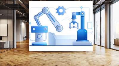 3D Icon as AI automation and industrial robot concept as An AI automation icon paired with an industrial robot symbolizing the role of AI in automating industrial tasks ideal for isolated vector desig Wall mural