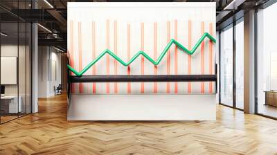 3D Icon as Resistance band and financial chart concept as A resistance band and a financial chart symbolizing strength training and financial growth perfect for isolated vector designs on a clean whit Wall mural