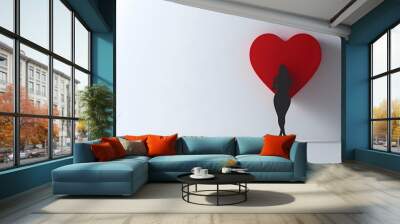 3D Plus Size Model Silhouette and Heart with Confidence Text concept as A minimalistic vector design featuring the silhouette of a plus size model paired with a heart symbol and the word Confidence. T Wall mural