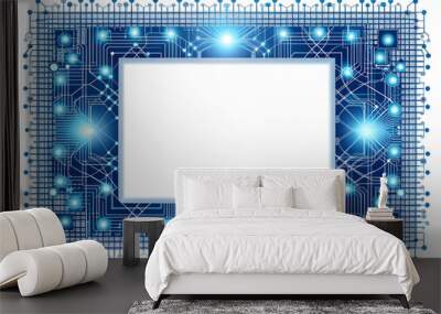 Flat AI Driven Neural Network Frame Concept - Innovative Technology Design with Smart Business Tone - Minimalistic Border Frame with Neural Network Patterns - Simple Vector Illustration Emphasizing Co Wall mural