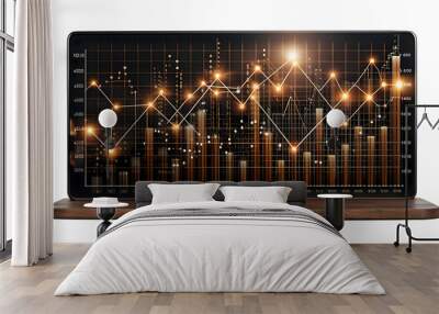 Flat AI Powered Predictive Analytics Vector Concept: Smart Business Tone with Data Graphs and Algorithmic Patterns - Precision in AI Driven Predictions on White Background - Simple Flat Vector Illustr Wall mural