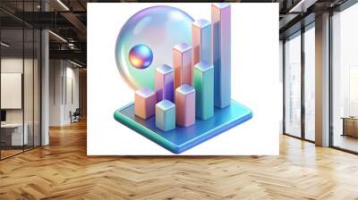 Soft abstract background with floating bar graphs concept as A medium shot of a soft abstract background with floating holographic bar graphs. The image conveys data analysis and financial planning su Wall mural