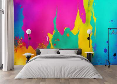 Abstract grunge art background texture with colorful paint splashes. Wall mural