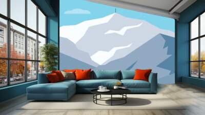 Mountain. Blue mountain background vector. Turkey, erzurum palandöken mountain vector illustration. Wallpaper design. Wall mural