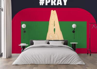 Pray for Maldives, help or support concept, Maldives flag with praying hands Wall mural