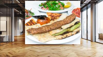 Traditional Turkish Adana Kebab or kebap meat food in Turkish Restaurant with salad Wall mural