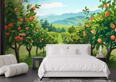 illustrations fruit orchards Wall mural