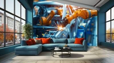 Technology/Industry Automated robot in car manufacturing Wall mural