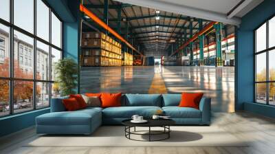 Warehouse at logistics area Wall mural