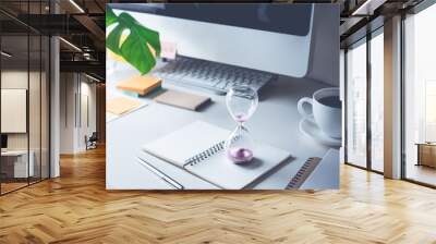 hourglass with worktable office.Time,motivation concept Wall mural