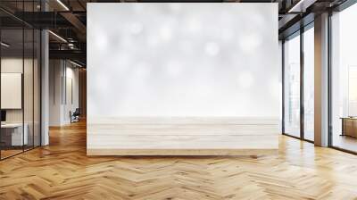 Wood table top on white abstract background.For montage product display or key visual layout Wall mural