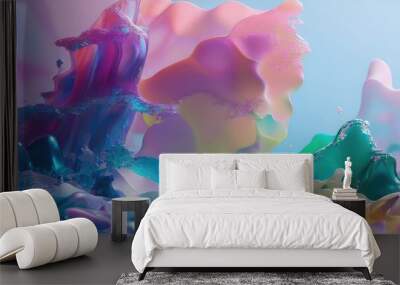 Abstract color splash, exploding colorful pigments, particles artistic concept background. Wall mural