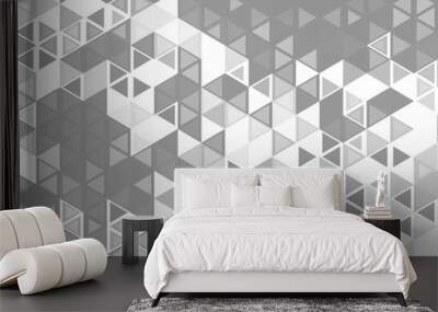 Abstract geometric background with grey and white color tone triangle shapes. Wall mural