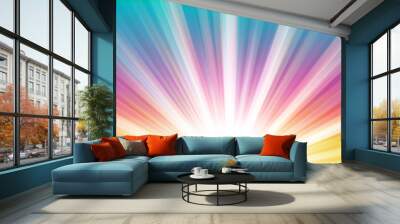 Abstract  summer background. Shiny hot sun lights horizontal banner illustration with colorful vibrant color tones. Wall mural