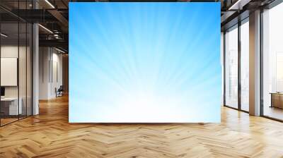 shiny blue sunrays, cool winter sun background. Wall mural