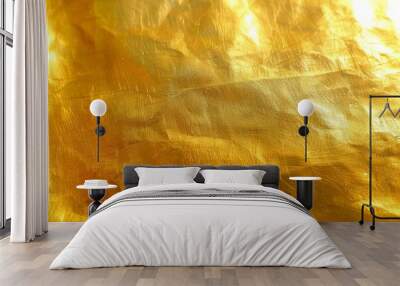 A gold leafy texture with a shiny surface Wall mural