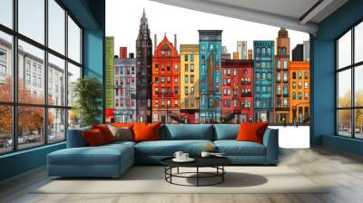 Beautiful skyline of the city, illustration art Wall mural