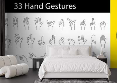 hand gesture icon set, vector illustration Wall mural