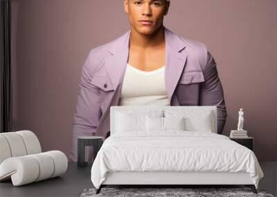 Man in Purple Jacket and White Pants Wall mural