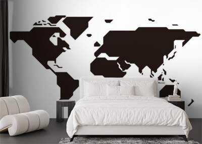 simple straight line map of the world, vector background Wall mural