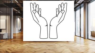 two hands holding something. vector illustration Wall mural