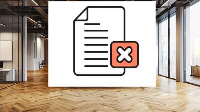 Cancel document icon, file cancel icon vector, restricted file icon vector in flat trendy style illustration isolated on white background. Wall mural