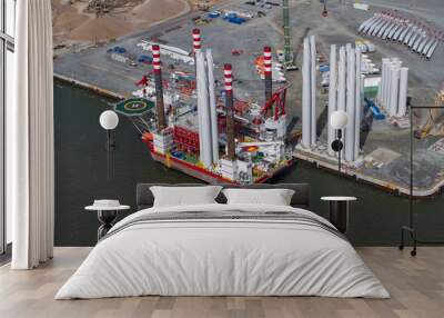 Ship loading offshore windturbines Wall mural