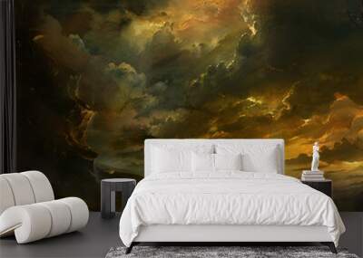 background with clouds and sun Wall mural