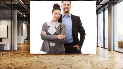 Business woman and business man Wall mural