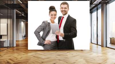 business woman and business man Wall mural