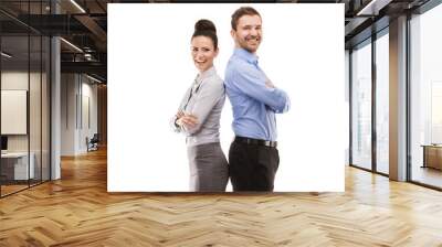 business woman and business man Wall mural