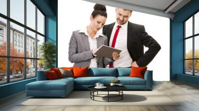 business woman and business man Wall mural