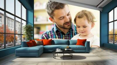 Father and daughter with tablet Wall mural