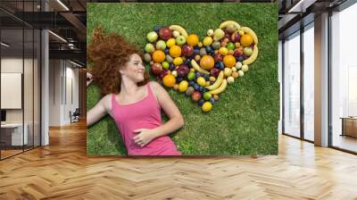 Girl with fruit Wall mural