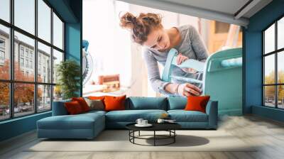 Small business of a young woman. Wall mural