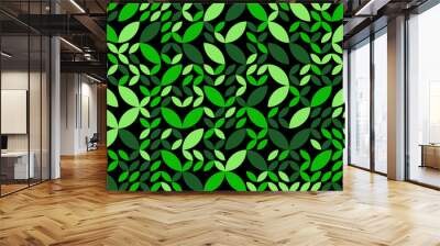 Geometric background pattern of fresh green natural leave and leaf. Vector file. Wall mural