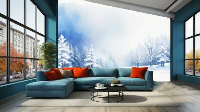 Vector watercolor winter background landscape Wall mural