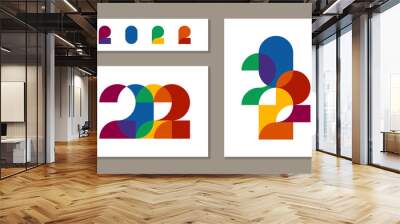 2022 Simple Colorful Geometric Background Poster. Happy New Year Illustration for Calendar Header. Wall mural