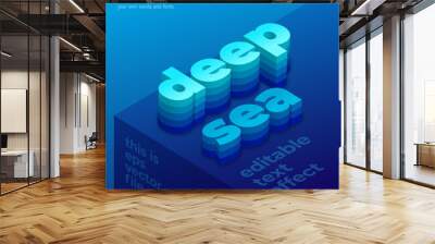 Isometric 3D Blue Deep Sea Text Effect. Wall mural