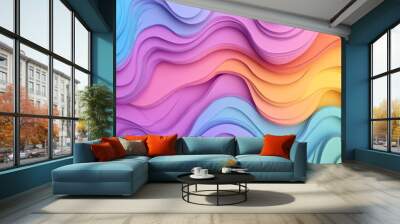 Abstract background with colorful line art illustrations Wall mural