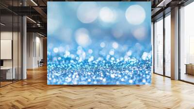 Abstract background with light blue white glitter bokeh texture Wall mural