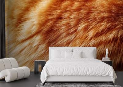 An orange cat's back is depicted in detail, with high definition photography, in close up. Wall mural