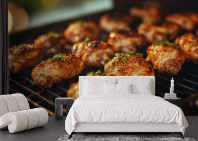 BBQ grilled chicken legs. Roasted poultry meal in a roaster dish. Wall mural