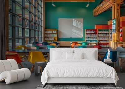 Classroom with brightly lit chairs facing forward Wall mural