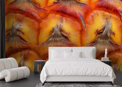 Close up pineapple skin, tropical pattern with copy space. Patterned fruit banner. Wall mural