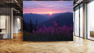 Flowers of the fireweed in the National Forest of the San Juan Mountains Wall mural