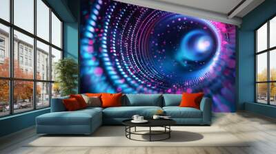 Halo 3D rendering scene concept illustration of abstract energy glowing circles Wall mural