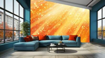 Line art illustration of an exploding star on an abstract orange background Wall mural