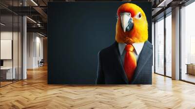 Stock portrait of a parrot in a formal business suit Wall mural